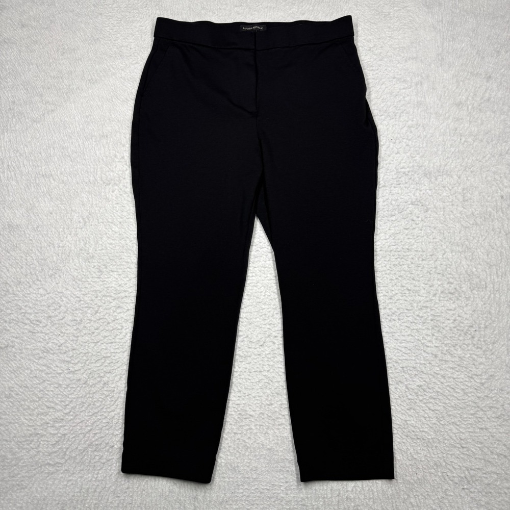 Banana Republic Black Flat Front‎ Solid Dress Pants Women's Size 12 Short
